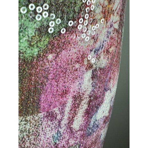 NWT Theia Watercolor Sequin Gown Size 4 Bodycon Column Maxi Dress Muted Colors - Picture 7 of 16